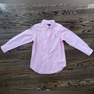 Ralph Lauren Boys Pink Cotton Oxford Button Down Shirt, Size 7